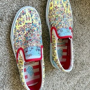 Vans Where's Waldo Slip-On Sneakers - Yellow and Red